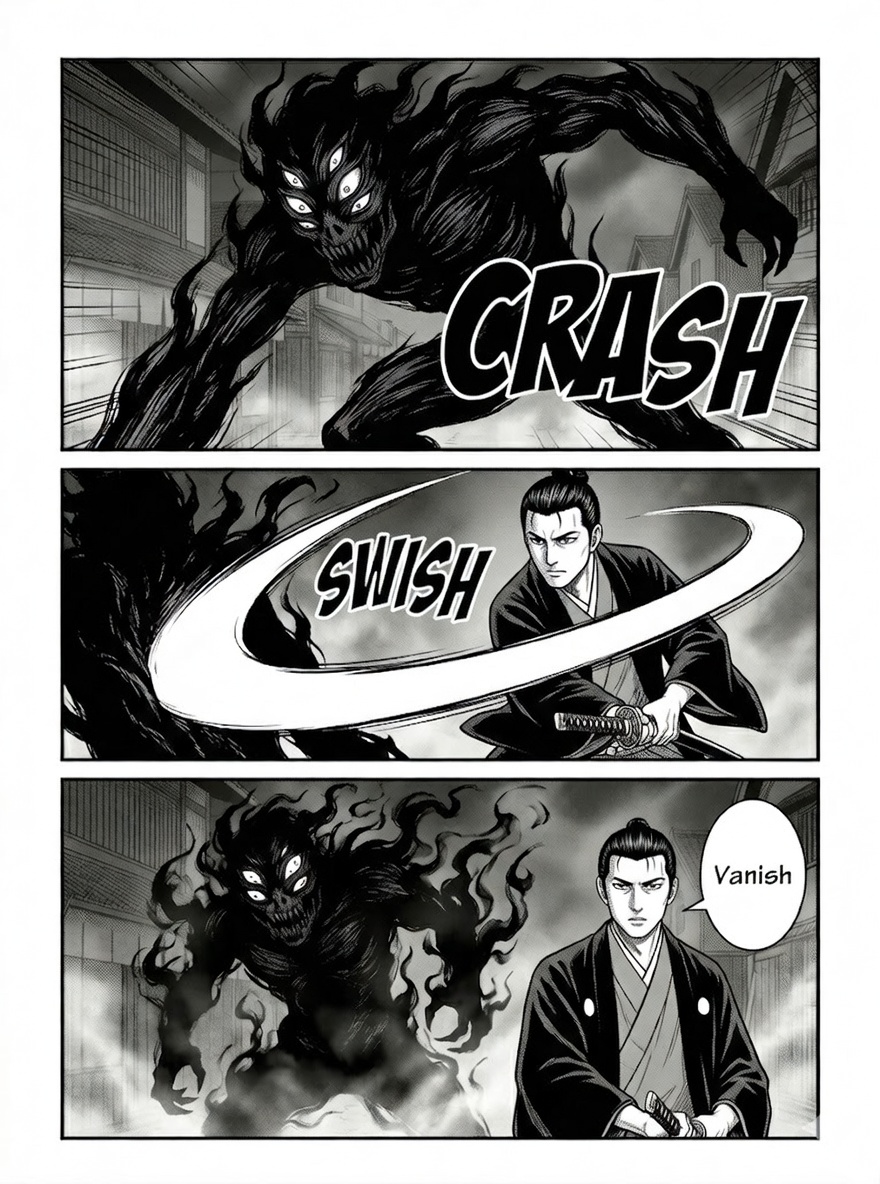 Yokai manga page after English translation