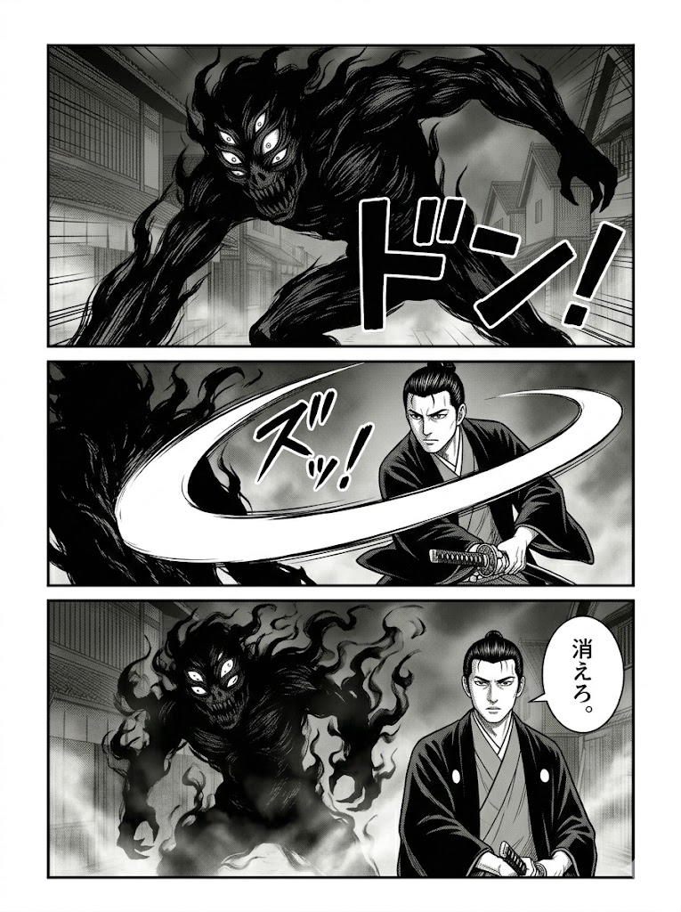 Yokai manga page before translation